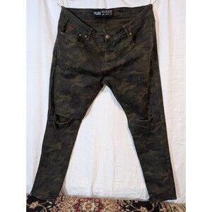 Spark Men's Jeans Size 38x32 Brown Camo Distressed Premium Denim